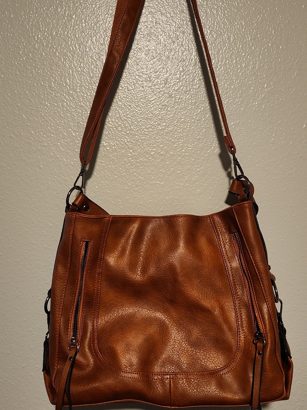Classic Tan Leather Shoulder Bag - Women's Everyday Tote